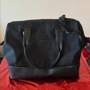 BEIS Black Travel Duffel with Bottom Compartment
